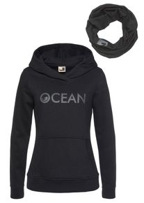 Damen Kapuzensweatshirt "mit Multifunktionaler Tube Schal", schwarz, casual, Gr. 36, OCEAN SPORTSWEAR, unifarben, angeraute Sweatware, Obermaterial: