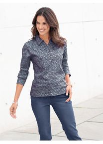 Inspirationen Damen Poloshirt "Shirt", blau, Gr. 40, gemustert, mehrfarbig, 50% Baumwolle, 50% Modal, Shirts
