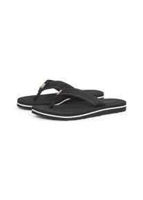 Tommy Hilfiger Damen Zehentrenner "HILFIGER WEBBING BEACH SANDAL", Gr. 41, schwarz, Textil, casual, Schuhe, Sommerschuh, Flats, Bequemschuh, Dianette