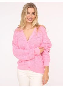 Zwillingsherz Damen Strickjacke ""Lochstrick Uni"", rosa, modisch, Gr. L, Obermaterial: 60% Viskose, 40% Baumwolle, Strickjacken, Lockerer Schnitt