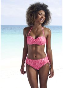 ELBSAND Damen Bügel-Bandeau-Bikini-Top "Letra", orange, Gr. 34, bedruckt, Recycling-Polyamid, Bikini-Oberteile, mit tollem Wording