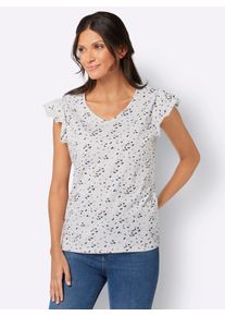 Classic Basics Damen V-Shirt "V-Shirt", blau, Gr. 38, gemustert, mehrfarbig, 100% Baumwolle, Shirts