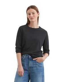 Marc O'Polo MARC O'POLO Damen Langarmshirt "aus TENCEL Lyocell-Baumwolle-Mix", blau, Basic, Gr. L, unifarben, Obermaterial: 67% Lyocell, 33% Baumwolle, Shirts