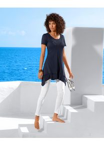 Heine Damen Longshirt "Longshirt", blau, Gr. 34, unifarben, 100% Viskose, Spitze:100% Baumwolle, Shirts