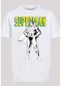 F4NT4STIC Jungen Kurzarmshirt "F4NT4STIC Kinder Superman Mono Action Pose with Kids Basic Tee", weiß, casual, Gr. 134, unifarben, 100% Baumwolle,