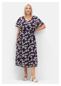sheego Damen Chiffonkleid "Große Größen", blau, feminin, Gr. 40, gemustert, Obermaterial: 100% Polyester;Futter: 100% Polyester, Kleider, mit