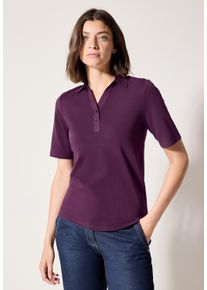 Cecil Damen Poloshirt, lila, casual, Gr. S, unifarben, Web, 100% Baumwolle, Shirts, aus reiner Baumwolle