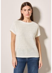 Cecil Damen T-Shirt, weiß, casual, Gr. XL, Strukturmuster, Web, Stoff, 50% Baumwolle, 50% Polyester, Shirts, im soften Baumwoll-Mix