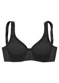 Nuance Damen Minimizer-BH, Gr. 75, schwarz, Spitze, Obermaterial: 83% Polyamid, 17% Elasthan, feminin, BHs, mit Bügel und breiten Trägern, aus festem
