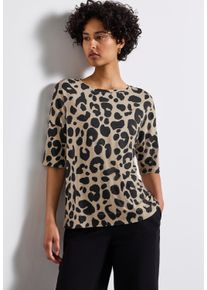 Street One Damen T-Shirtcoastal beige, casual, Gr. 36, animal-print, Stoff, 95% Viskose, 5% Elasthan, Shirts, aus elastischem Materialmix