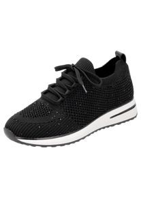 Remonte Damen Slip-On Sneaker, Gr. 41, schwarz, Textil, sportlich, Schuhe, Freizeitschuh, Halbschuh, Slipper mit kleinen Strass-Steinchen