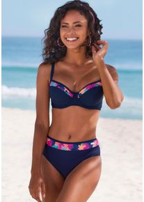 Lascana Damen Bügel-Bikini-Top "Exotic", blau, Gr. 38, unifarben, Recycling-Polyamid, Bikini-Oberteile, mit bedruckter Blende an den Cups