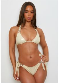MODA MINX Damen Bikini-Hose "Shimmering Lights", beige, Gr. XS, unifarben, 92% Polyester, 8% Elasthan, Badehosen, mit schimmerndem Design