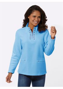 Casual Looks Damen Fleeceshirt "Fleece-Shirt", blau, Gr. 40, unifarben, 100% Polyester, Shirts