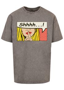 Merchcode Herren T-Shirt "Merchcode Herren Silent Sign Comic Acid Washed Oversized Tee", grau, casual, Gr. XS, bedruckt, 100% Baumwolle, Shirts