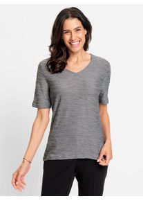 Inspirationen Damen V-Shirt "V-Shirt", grau, Gr. 38, meliert, 65% Viskose, 35% Polyamid, Shirts