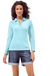 Heine Damen Poloshirt "Poloshirt", blau, Gr. 40, unifarben, 95% Baumwolle, 5% Elasthan, Shirts