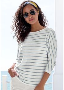 Vivance Damen 3/4-Arm-Shirt "mit modischer Streifenstruktur", weiß, casual, Gr. 32, gestreift, Strick, Obermaterial: 42% Baumwolle, 42% Viskose, 12%