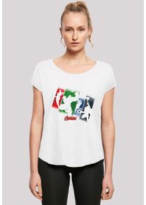F4NT4STIC Damen T-Shirt "Long Cut T-Shirt 'Marvel Avengers Team Punch Out'", weiß, casual, Gr. L, Obermaterial: 100% Baumwolle, Shirts, Damen,Premium