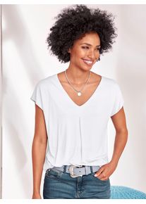 Heine Damen Kurzarmshirt "Shirt", weiß, Gr. 50, unifarben, 100% Viskose, Shirts