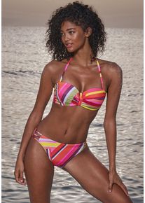Bruno Banani Damen Bügel-Bandeau-Bikini, orange, Gr. 38, bedruckt, Recycling-Polyester, Bikini-Sets, mit grafischem Druck
