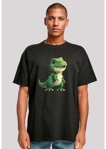 F4NT4STIC Herren T-Shirt "Süßer grüner Dino", schwarz, casual, Gr. L, Obermaterial: 100% Baumwolle, Shirts, Premium Qualität
