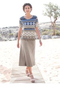 Casual Looks Damen Kurzarmshirt "Shirt", blau, Gr. 46, unifarben, 95% Viskose, 5% Elasthan, Shirts