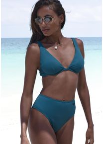 ELBSAND Damen Bügel-Bikini, blau, Gr. 38, unifarben, strukturiert, Recycling-Polyamid, Bikini-Sets, aus trendiger Rippware