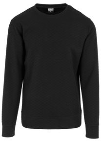 Urban Classics Herren Rundhalspullover "Urban Classics Herren Diamond Quilt Crewneck", schwarz, casual, Gr. M, unifarben, 100% Polyester, Pullover