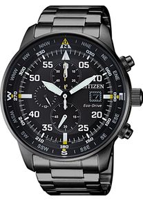 Citizen Herren Chronograph, schwarz, Armbanduhren, Armbanduhr, Herrenuhr, Solar, Stoppfunktion, Edelstahlarmband