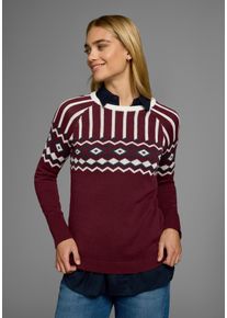 AJC Damen Jacquardpullover, bunt, casual, Gr. 40, Norwegermuster, Feinstrick, Obermaterial: 50% Baumwolle, 50% Polyacryl, Pullover, mit