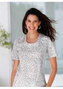 Inspirationen Damen Kurzarmshirt "Shirt", blau, Gr. 40, gemustert, mehrfarbig, 100% Baumwolle, Shirts