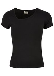 Urban Classics Herren T-Shirt "Urban Classics Damen Ladies Organic Asymmetric Neckline Tee", schwarz, casual, Gr. S, unifarben, 95% Baumwolle, 5%