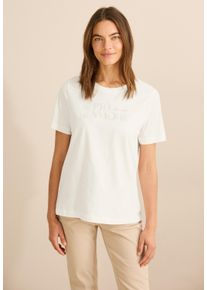 Cecil Damen Rundhalsshirt, weiß, casual, Gr. XXL, bedruckt, Web, 100% Baumwolle, Shirts, aus reiner Baumwolle