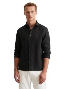 Marc O'Polo MARC O'POLO Herren Langarmhemd "aus reinem Leinen", schwarz, casual, Gr. XXL, unifarben, Obermaterial: 100% Leinen, Hemden