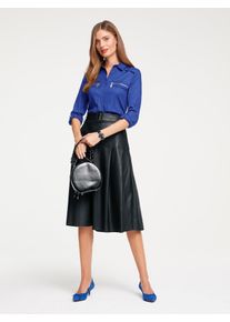 Heine Damen Hemdbluse, blau, Gr. 44, unifarben, 100% Viskose, Blusen