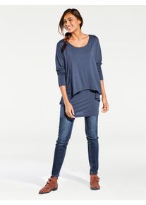 Heine Damen Rundhalsshirt "Rundhals-Shirt", blau, Gr. 42, unifarben, 95% Viskose, 5% Elasthan, Shirts