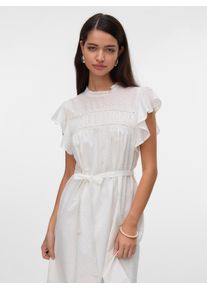 Véro Moda VERO MODA Damen Minikleid "VMTRINE SL SHORT LACE DRESS WVN GA NOOS", weiß, modisch, Gr. M, unifarben, Web, Obermaterial: 100% Baumwolle, Kleider