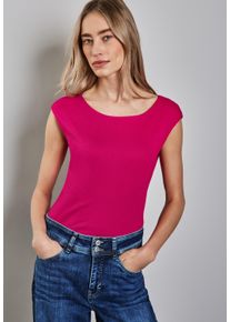 Street One Damen T-Shirt, lila, casual, Gr. 40, unifarben, Web, Stoff, 50% Baumwolle, 50% Modal, Shirts, im soften Baumwoll-Mix