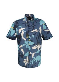 Lerros Herren Kurzarmhemd "Lerros Sommerliches Baumwoll-Leinenhemd in Übergrößen", blau, Gr. 6XL, 80% Baumwolle, 20% Leinen, Hemden