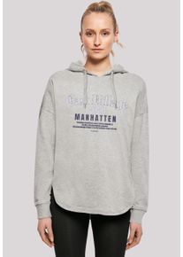 F4NT4STIC Damen Kapuzenpullover "East Village Manhatten OVERSIZE HOODIE", grau, casual, Gr. XS, Obermaterial: 100% Baumwolle, Pullover, Print