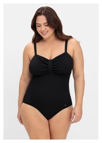 sheego Damen Badeanzug "Große Größen", schwarz, Gr. 46, unifarben, Obermaterial: 96% Polyamid, 4% Elasthan;Futter: 100% Baumwolle;Spitze: 90%
