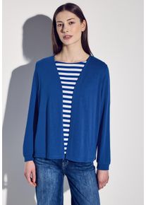 Street One Damen Cardigan, blau, casual, Gr. 42, unifarben, Stoff, 65% Polyester, 35% Viskose, Strickjacken, aus softem Materialmix