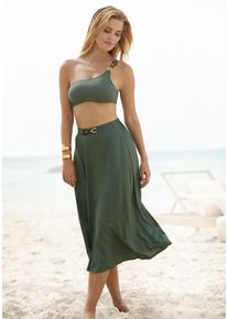 Lascana Damen Midirock, grün, modisch, Gr. 36, unifarben, Web, Obermaterial: 100% Viskose, Röcke, mit Zierdetail am Bund, sommerlich