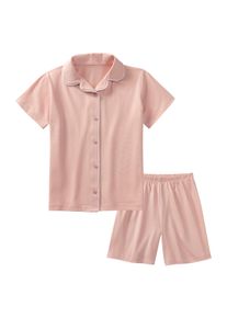 Buffalo Kinder Pyjama, Gr. 122, rosa, Single Jersey, Obermaterial: 100% Baumwolle, unifarben, Basic, Homewear-Sets, Schlafanzug aus weicher Single