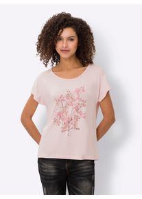 Heine Damen Kurzarmshirt "T-Shirt", rosa, Gr. 40, geblümt, gemustert, mehrfarbig, bedruckt, 95% Viskose, 5% Elasthan, Shirts