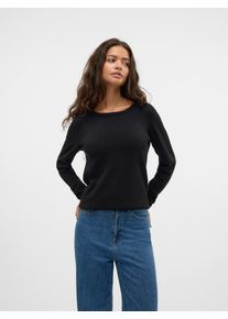 Véro Moda VERO MODA Damen Rundhalspullover "VMCARE SHINE LS O-NECK PULLOVER", schwarz, modisch, Gr. S, unifarben, glänzend, Strick, Obermaterial: 88%