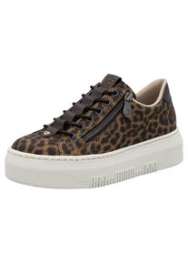 Rieker Damen Plateausneaker, Gr. 37, braun, Lederimitat, animal-print, sportlich, Schuhe, Sneaker, Slip-On Sneaker, Slipper mit Schaftrandpolster