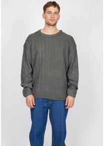 Denim Project Herren Strickpullover, grau, casual, Gr. S, unifarben, Strick, Obermaterial: 100% Polyacryl, Pullover, mit Zopfmuster