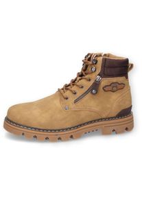 Herren Schnürboots, Dockers by Gerli, Gr. 42, braun, Lederimitat, Textil, used, klassisch, Schuhe, Winterstiefel, Freizeitstiefel, Worker-Boots mit